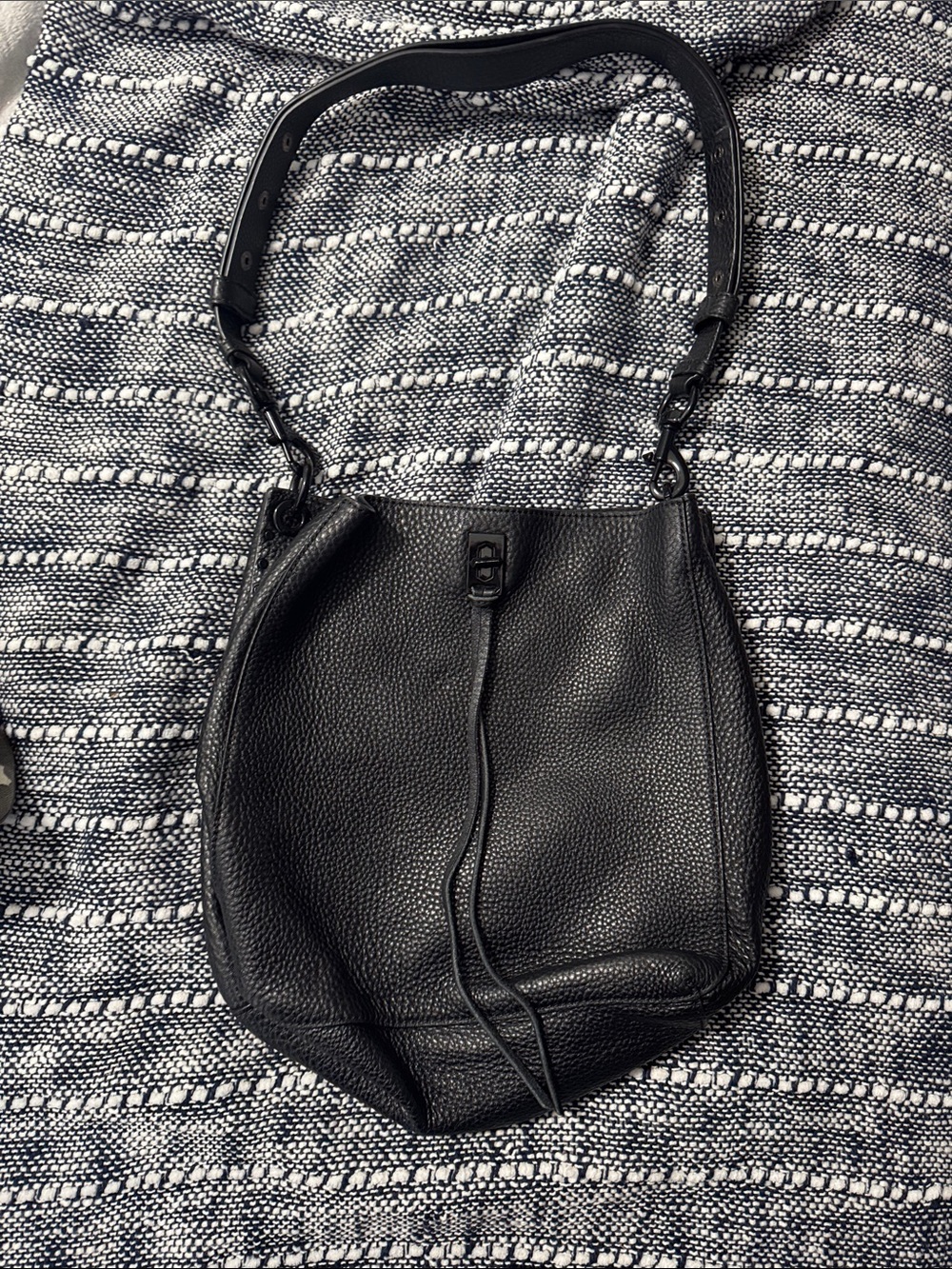 Rebecca Minkoff Black Pebbled Leather Crossbody Bag